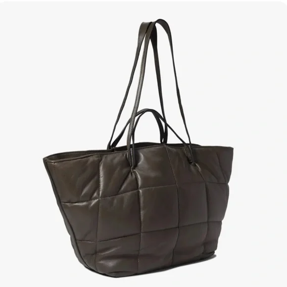 All Saints Nadaline Quilted Leather Tote Bag Olive Green Org. 369.00 - Picture 1 of 3